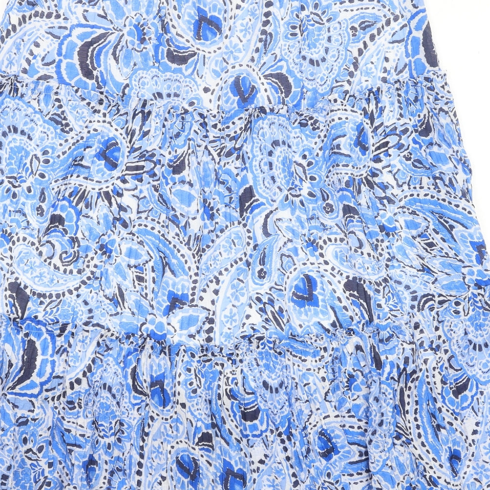 Papaya Womens Blue Geometric Viscose Peasant Skirt Size 14