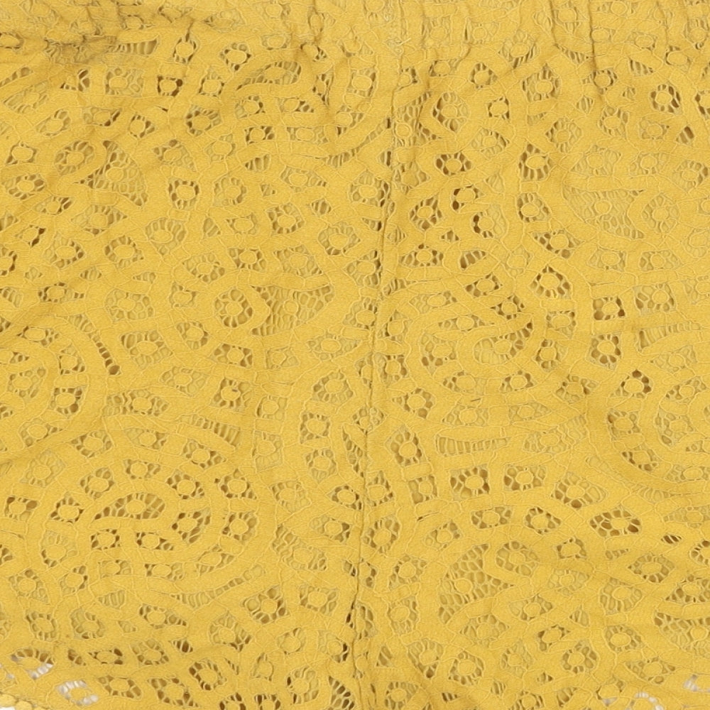 H&M Womens Yellow Cotton Bermuda Shorts Size 14 Regular Pull On