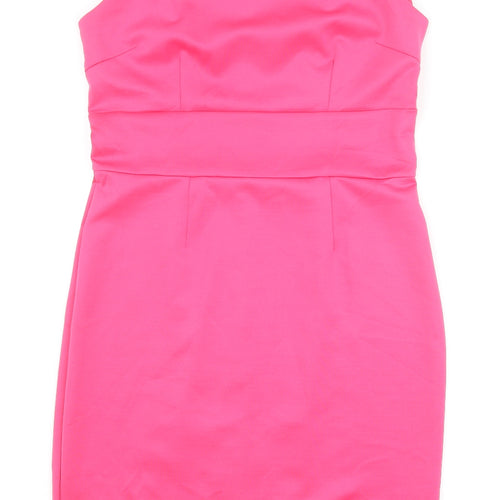 Body Flirt Womens Pink Polyester A-Line Size 10 Round Neck Zip