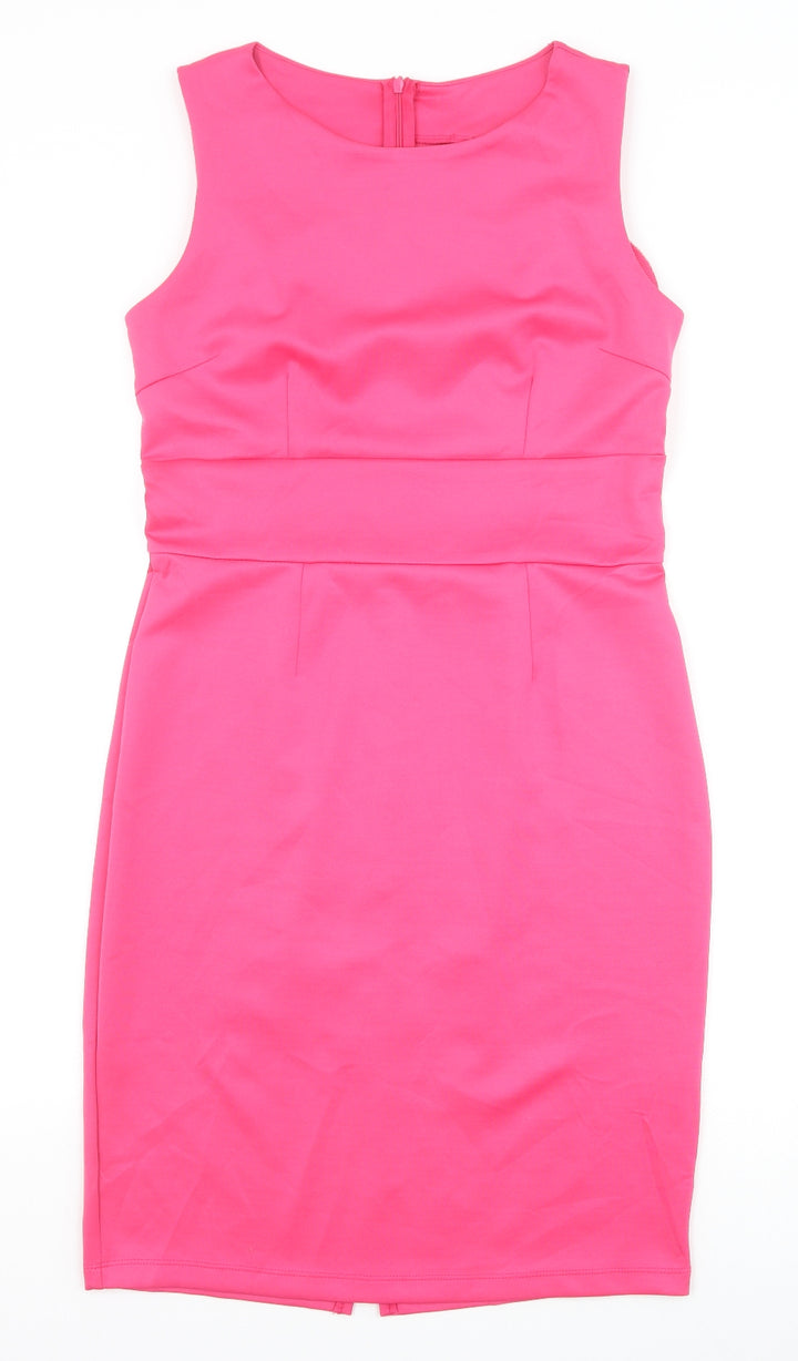 Body Flirt Womens Pink Polyester A-Line Size 10 Round Neck Zip