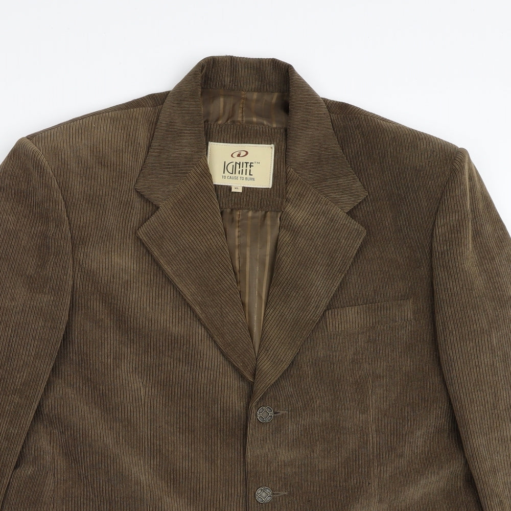 Ignite Mens Brown Cotton Jacket Blazer Size XL Regular