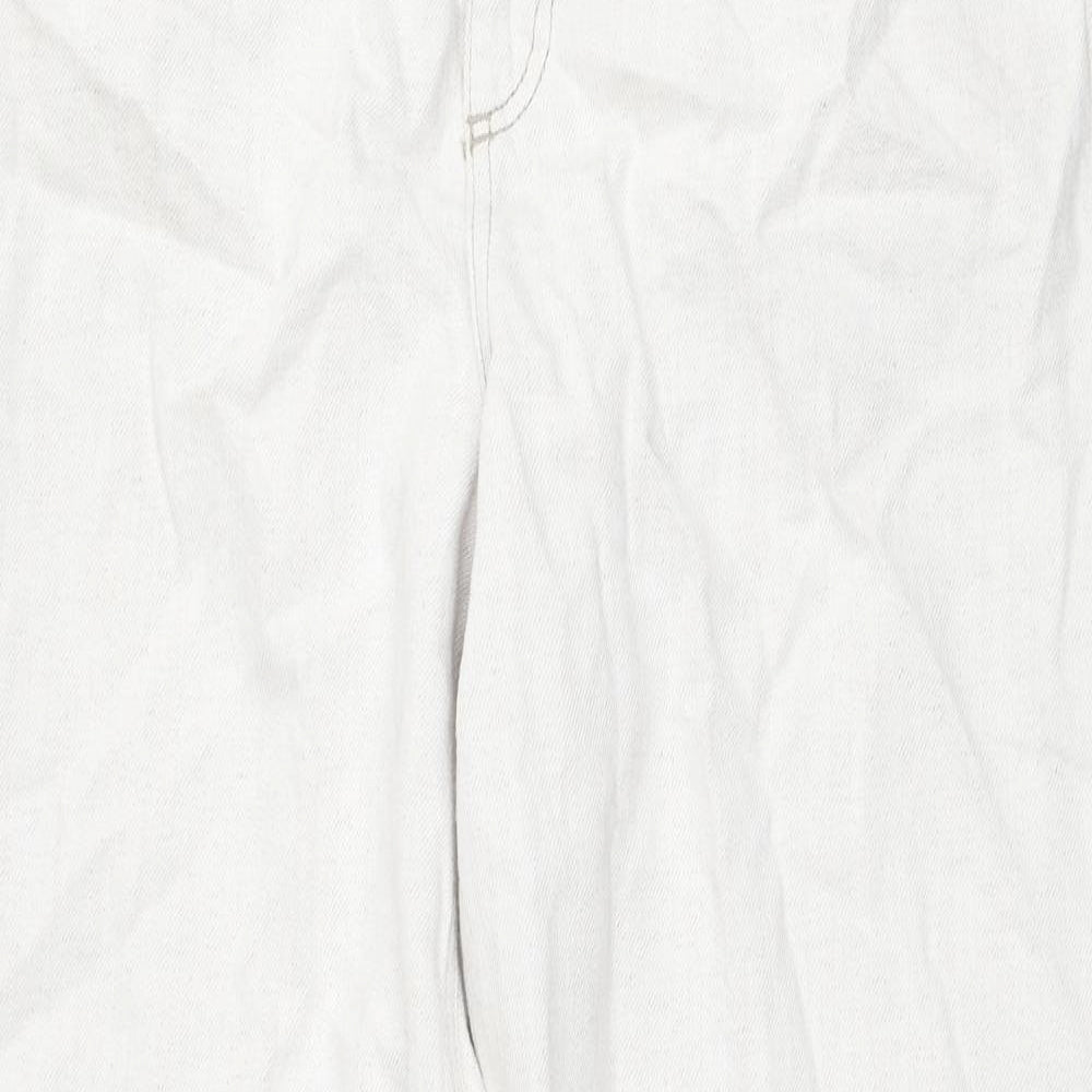 Zara Womens Ivory Cotton Wide-Leg Jeans Size S Regular Zip