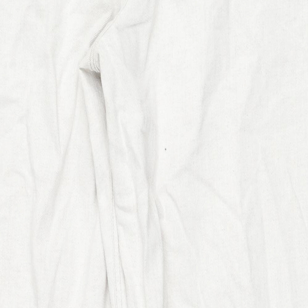 Zara Womens Ivory Cotton Wide-Leg Jeans Size S Regular Zip