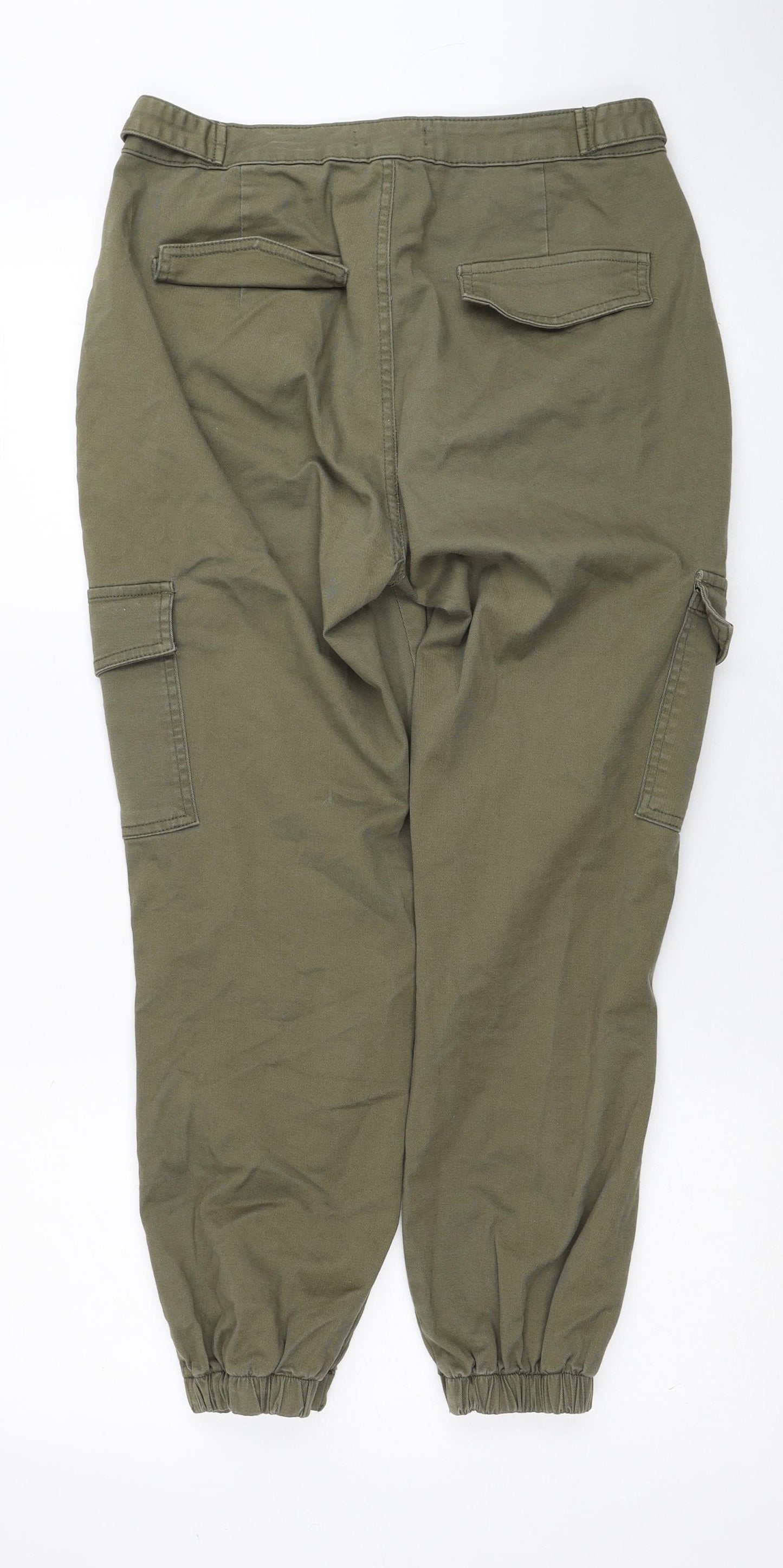 Primark Womens Green Cotton Tapered Jeans Size 10 Regular Zip - Cargo