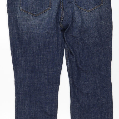 F&F Womens Blue Cotton Straight Jeans Size 14 Regular Zip