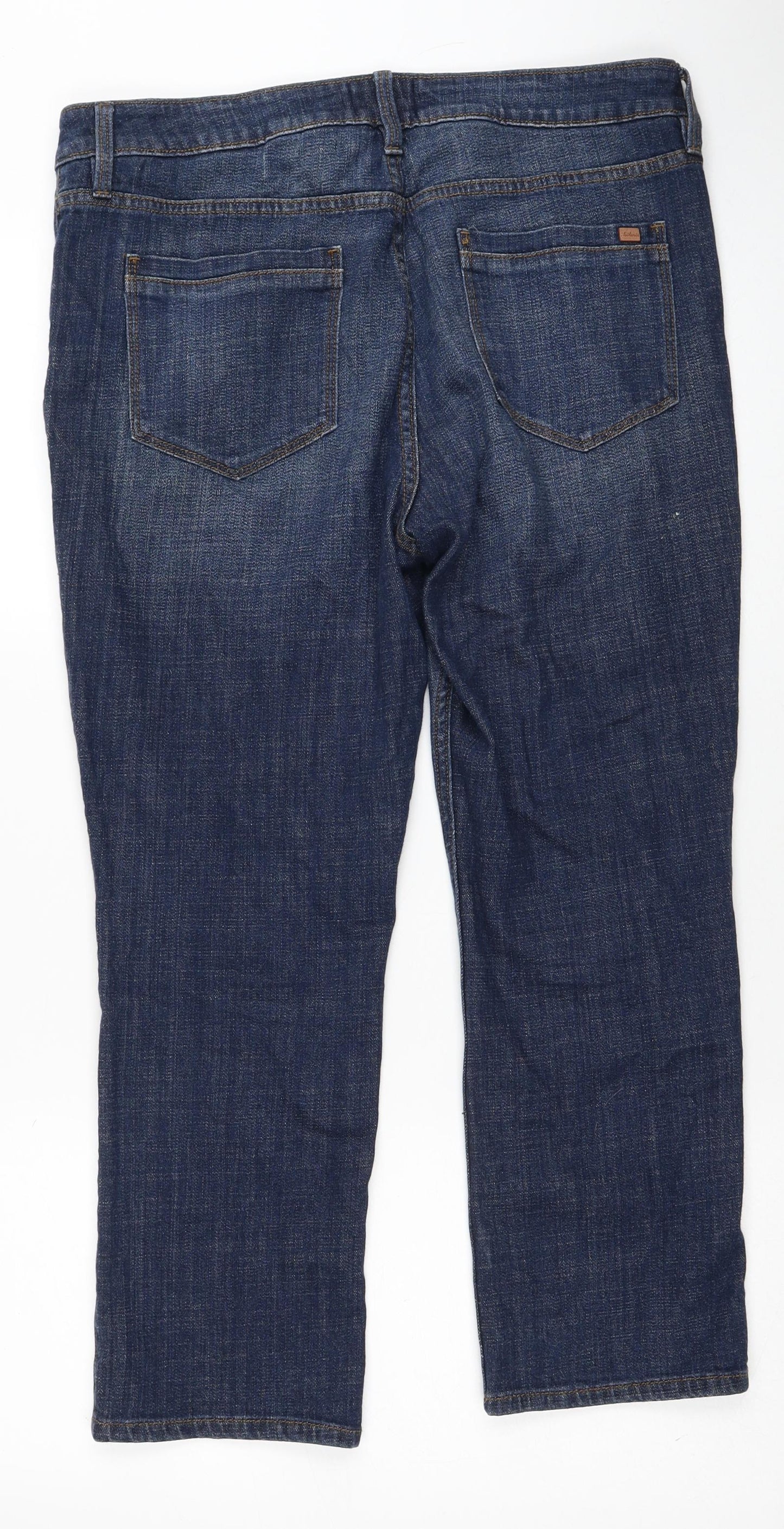 F&F Womens Blue Cotton Straight Jeans Size 14 Regular Zip