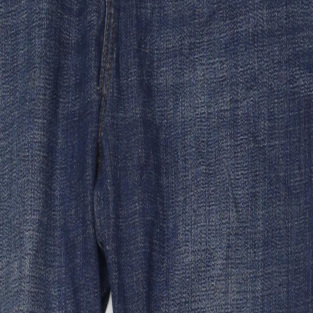 F&F Womens Blue Cotton Straight Jeans Size 14 Regular Zip