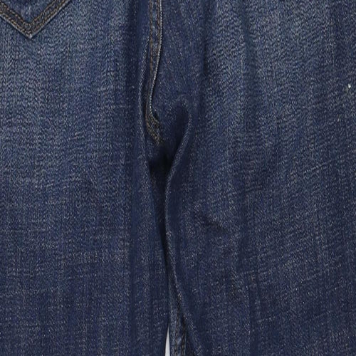 F&F Womens Blue Cotton Straight Jeans Size 14 Regular Zip