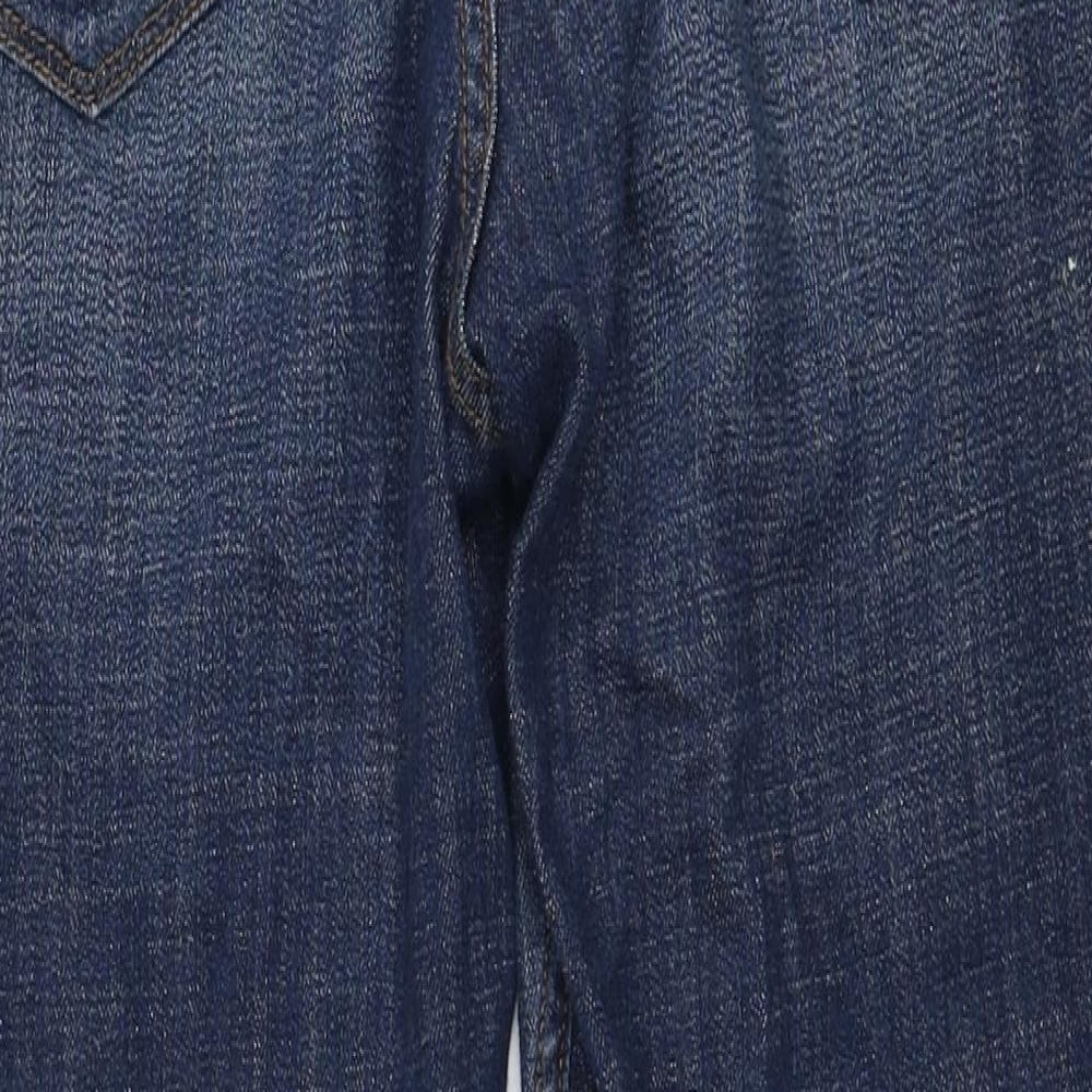 F&F Womens Blue Cotton Straight Jeans Size 14 Regular Zip