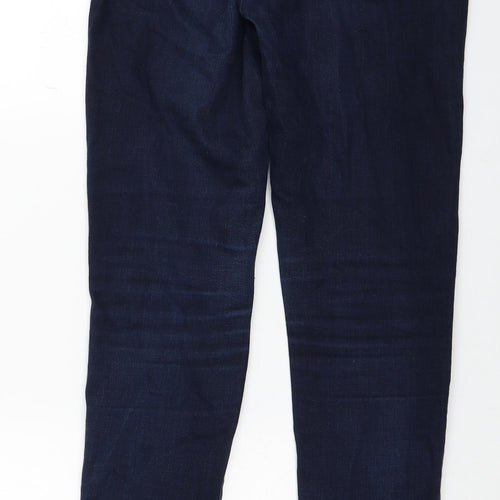 Marks and Spencer Womens Blue Herringbone Cotton Skinny Jeans Size 27 in Regular Zip