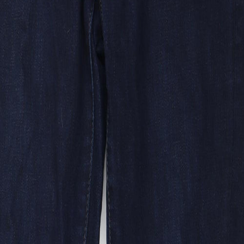 Marks and Spencer Womens Blue Herringbone Cotton Skinny Jeans Size 27 in Regular Zip