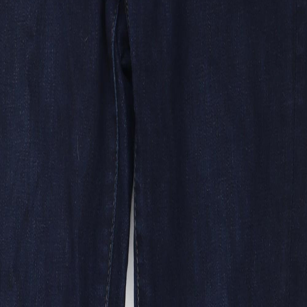 Marks and Spencer Womens Blue Herringbone Cotton Skinny Jeans Size 27 in Regular Zip