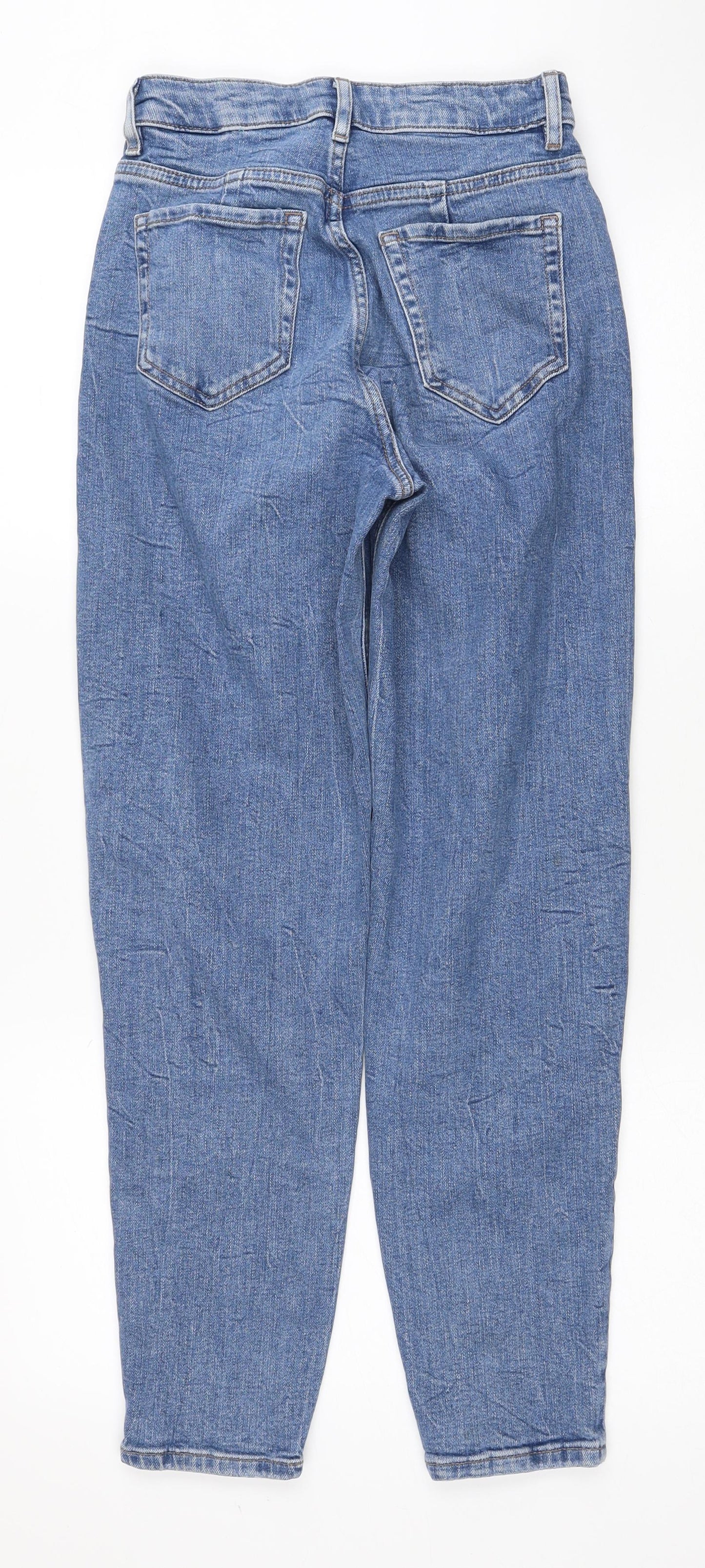 Marks and Spencer Womens Blue Cotton Tapered Jeans Size 6 Regular Zip