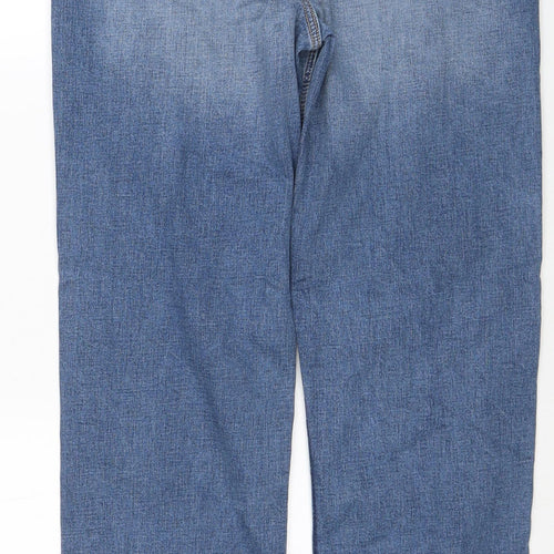 Marks and Spencer Womens Blue Cotton Straight Jeans Size 14 Regular Zip