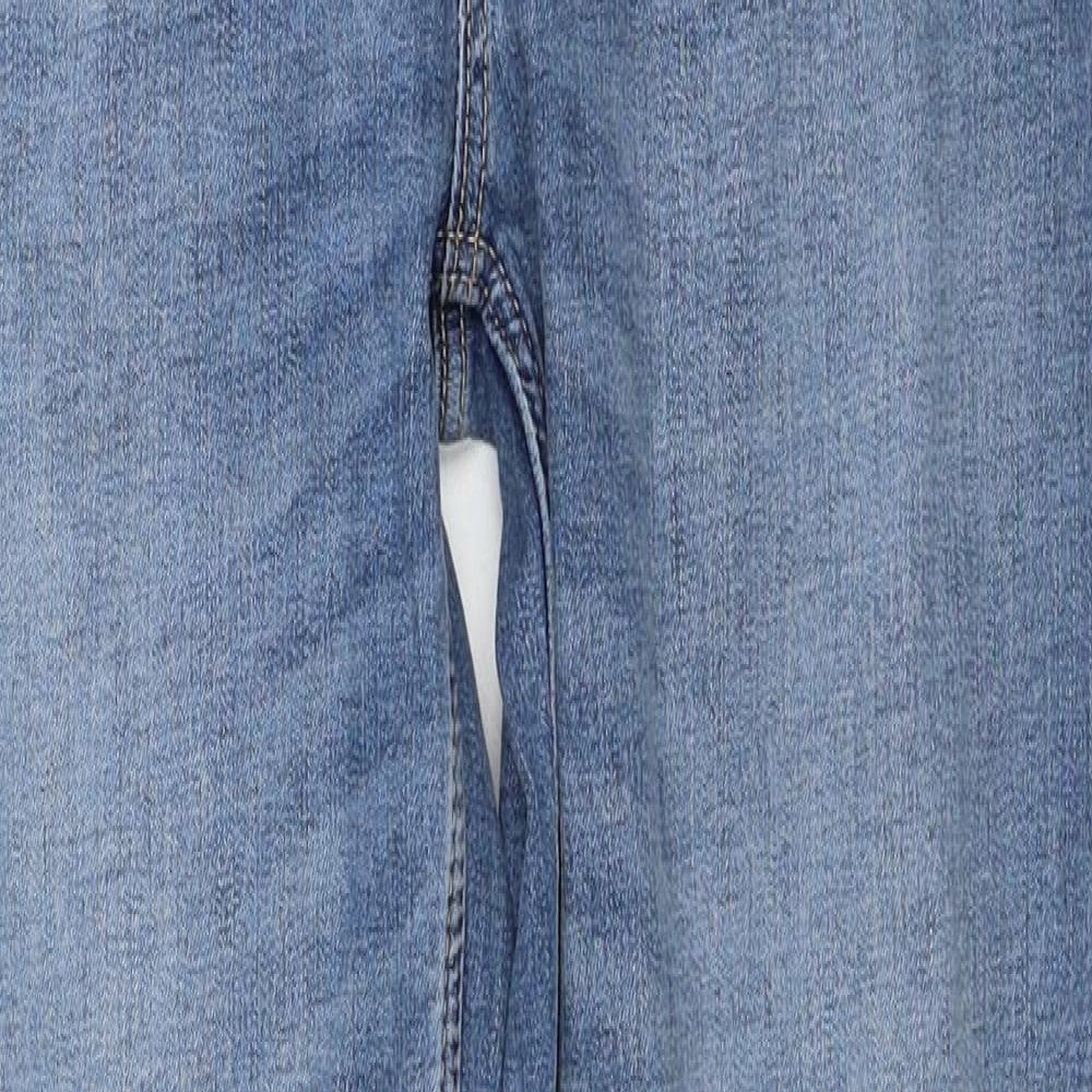 Marks and Spencer Womens Blue Cotton Straight Jeans Size 14 Regular Zip