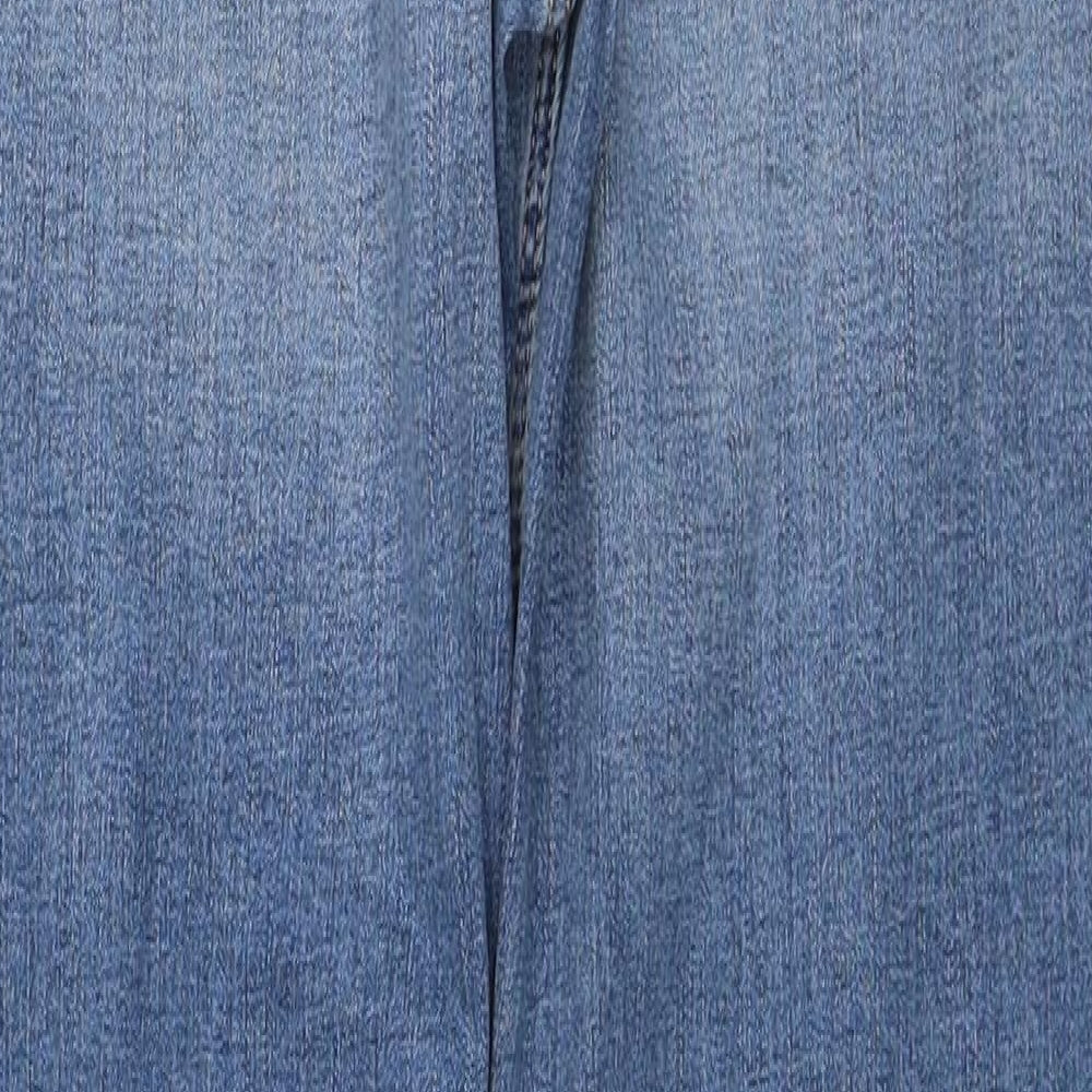 Marks and Spencer Womens Blue Cotton Straight Jeans Size 14 Regular Zip