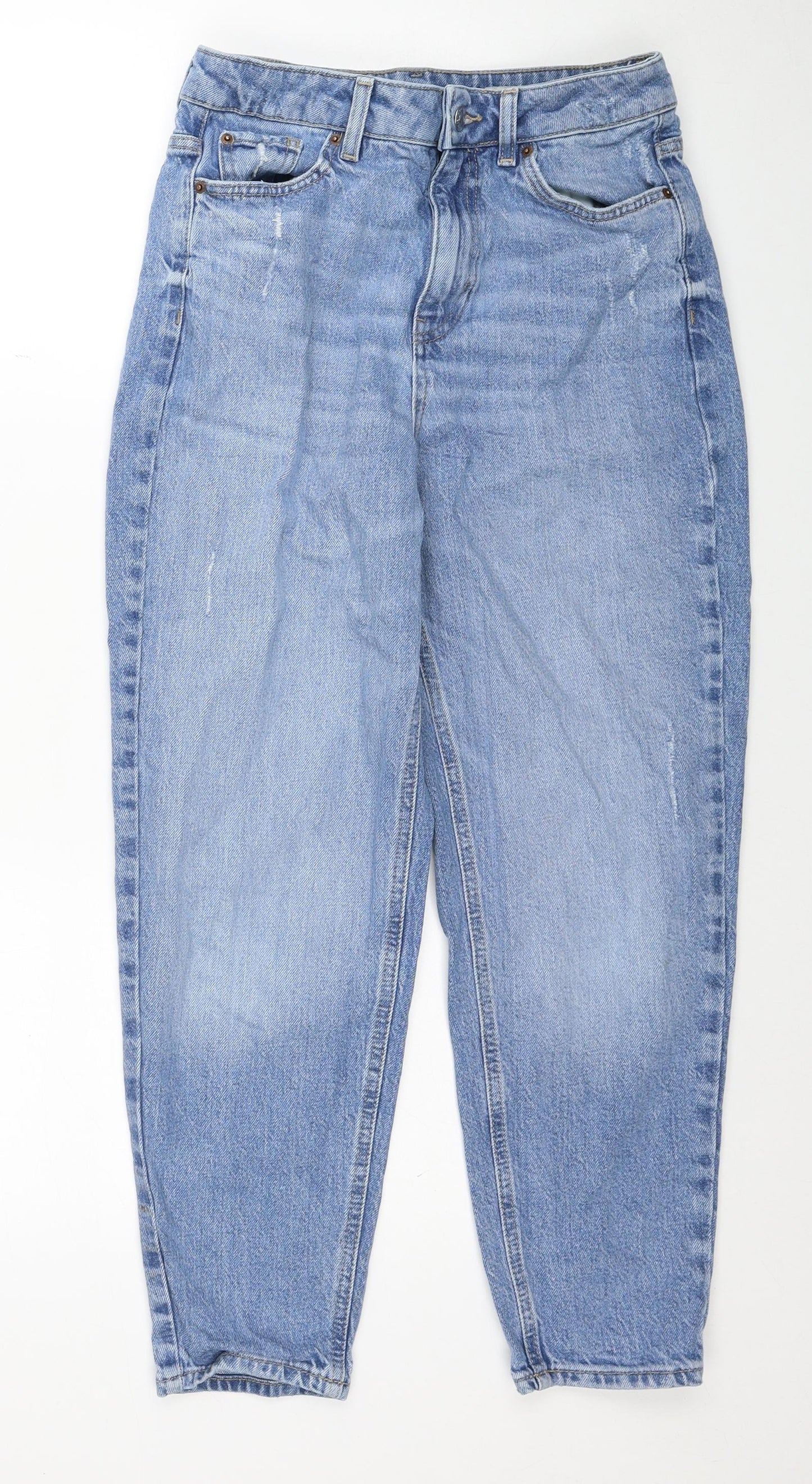 Marks and Spencer Womens Blue Cotton Tapered Jeans Size 10 Regular Zip