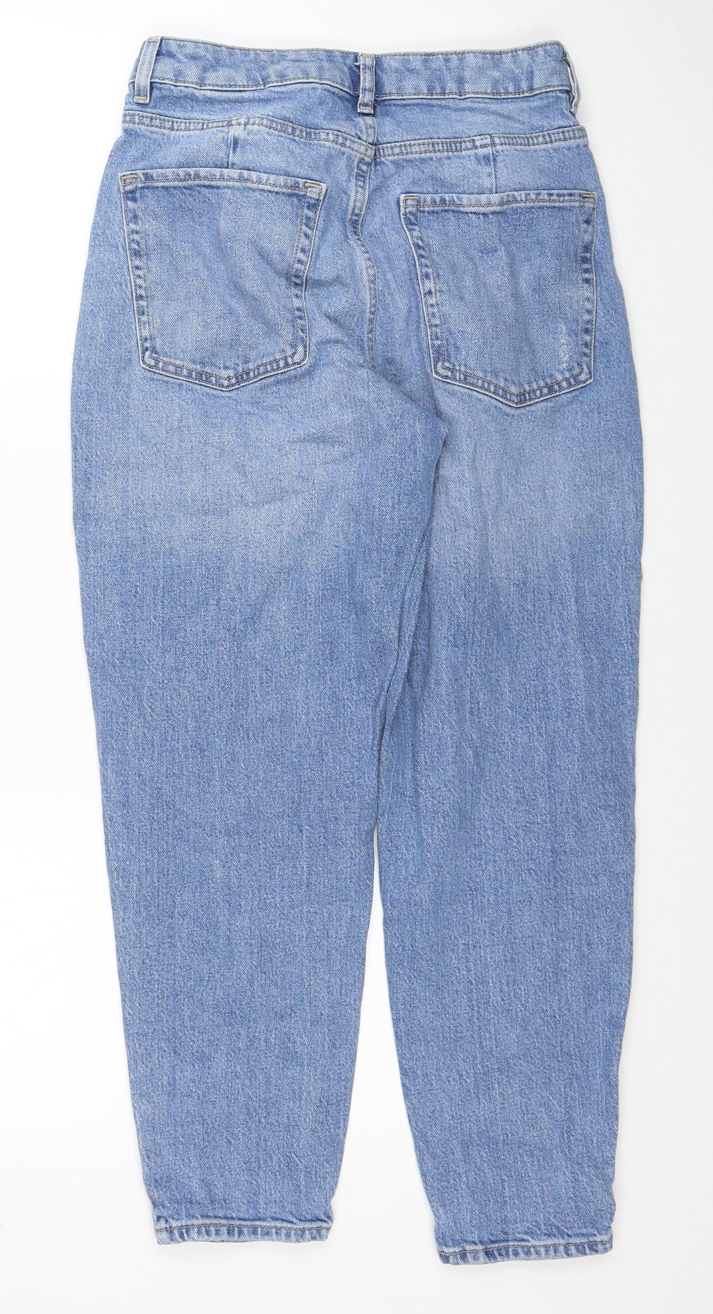 Marks and Spencer Womens Blue Cotton Tapered Jeans Size 10 Regular Zip