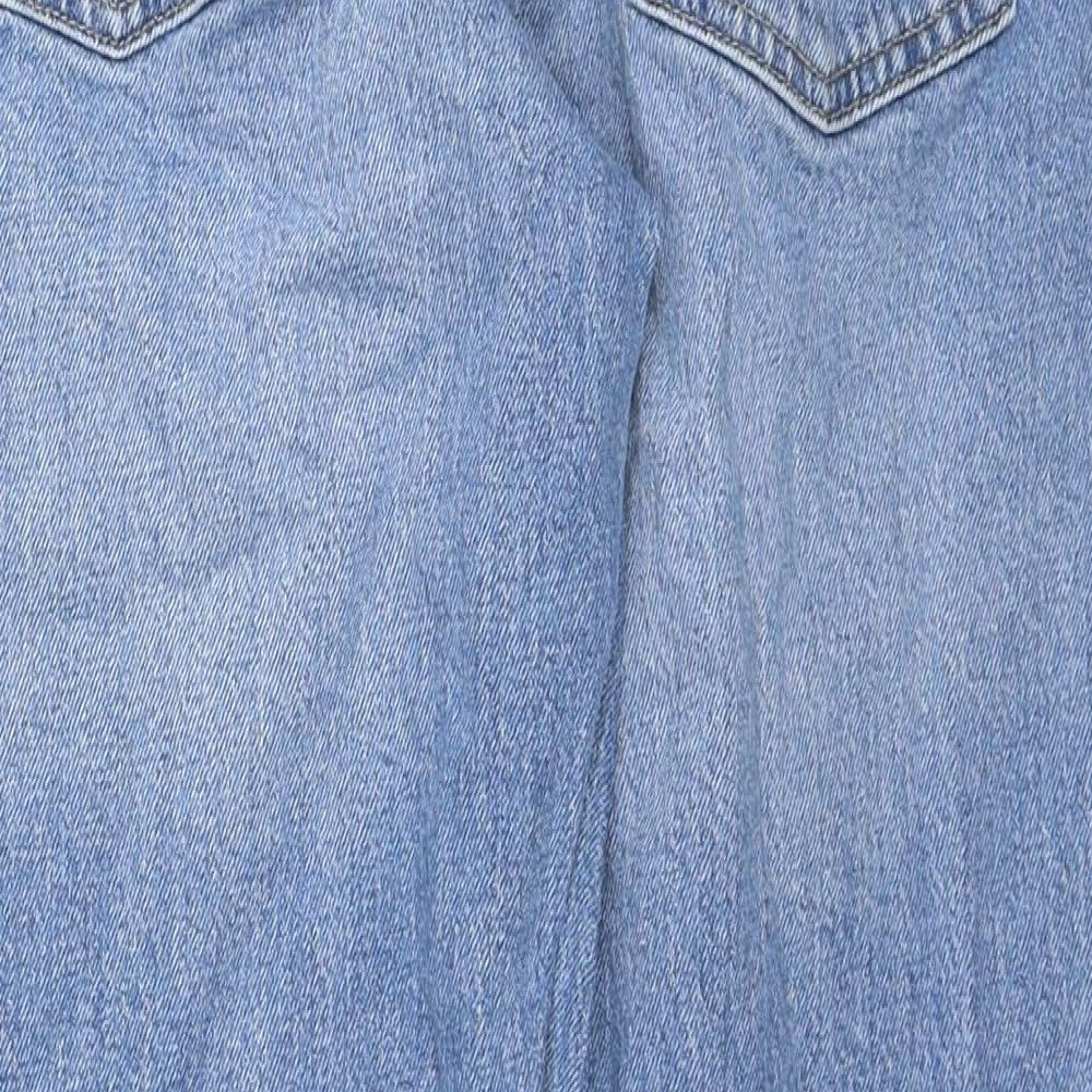 Marks and Spencer Womens Blue Cotton Tapered Jeans Size 10 Regular Zip