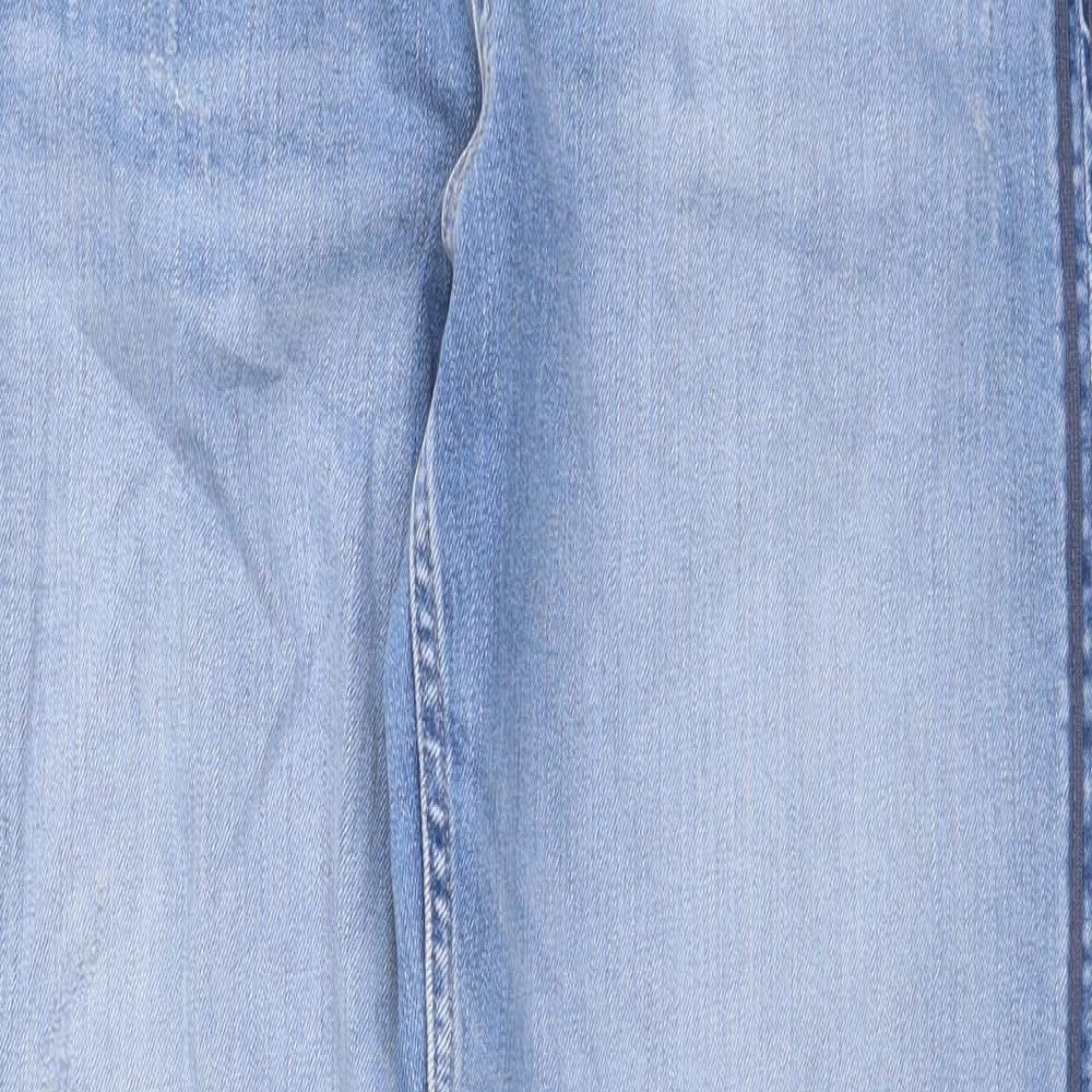 Marks and Spencer Womens Blue Cotton Straight Jeans Size 12 Regular Zip