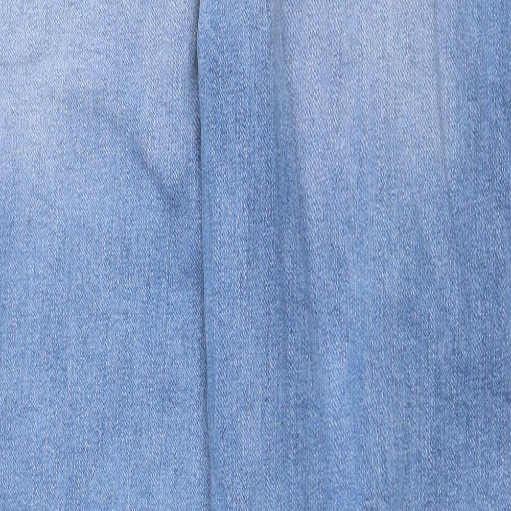 Marks and Spencer Womens Blue Cotton Straight Jeans Size 12 Regular Zip