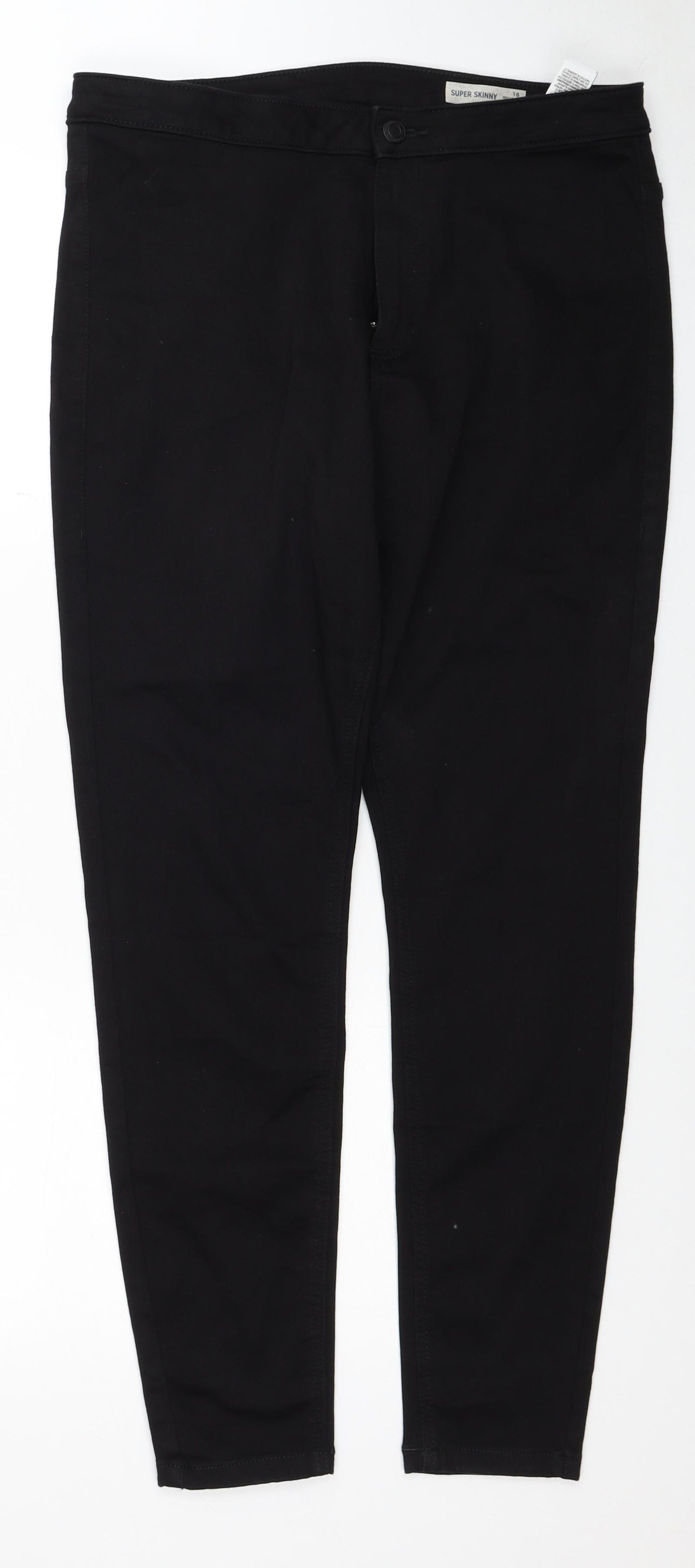 Marks and Spencer Womens Black Cotton Skinny Jeans Size 16 Regular Zip