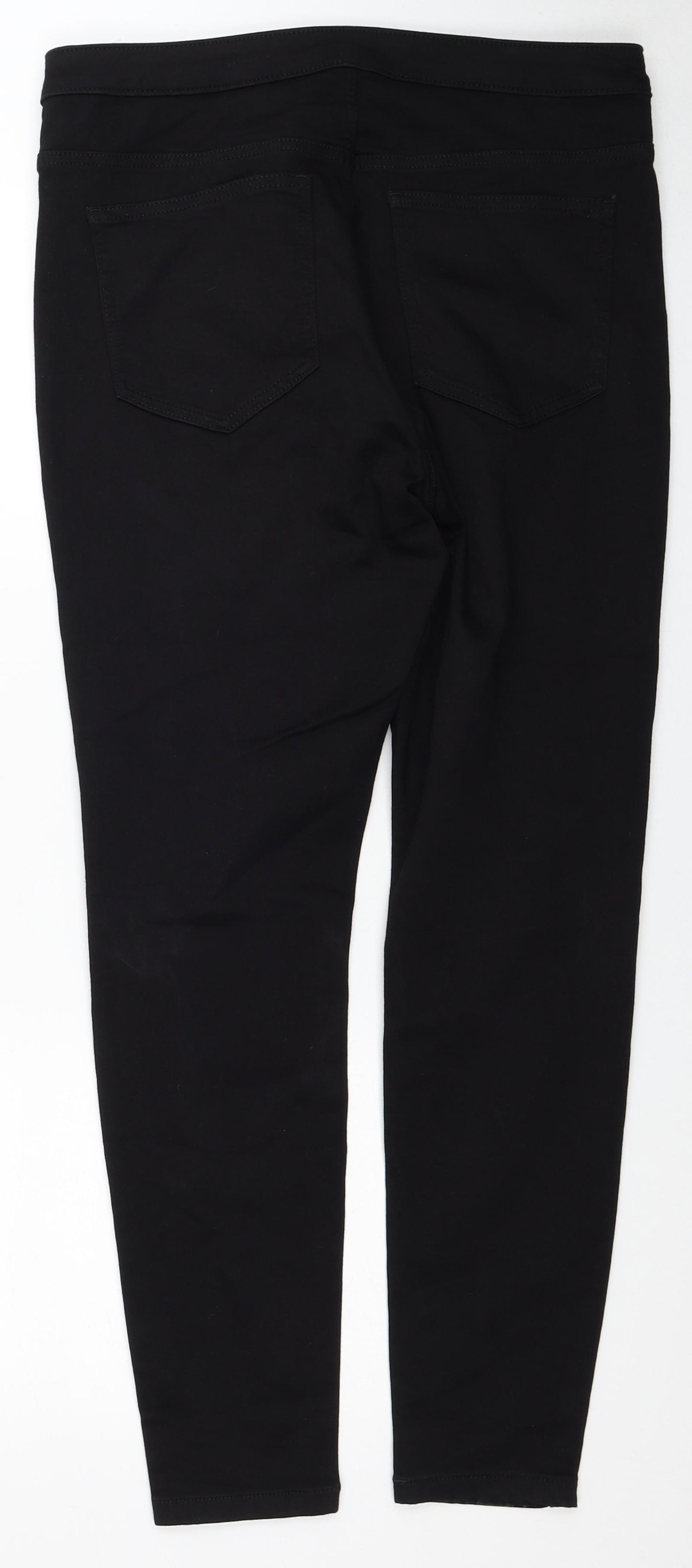 Marks and Spencer Womens Black Cotton Skinny Jeans Size 16 Regular Zip
