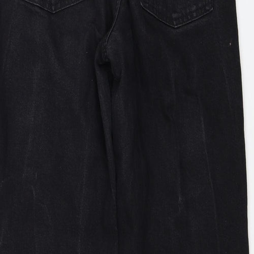 Marks and Spencer Womens Black Cotton Wide-Leg Jeans Size 10 Regular Zip