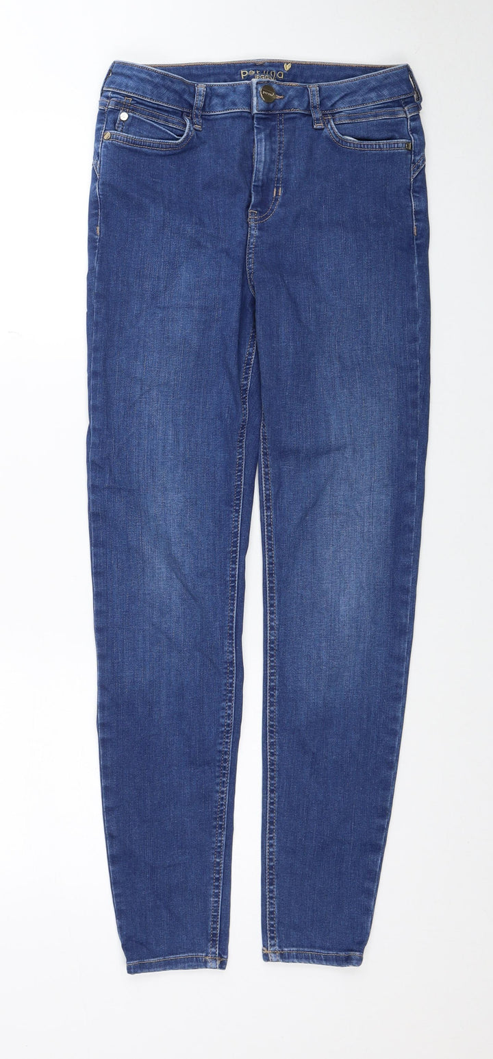 Marks and Spencer Womens Blue Cotton Skinny Jeans Size 10 Regular Zip