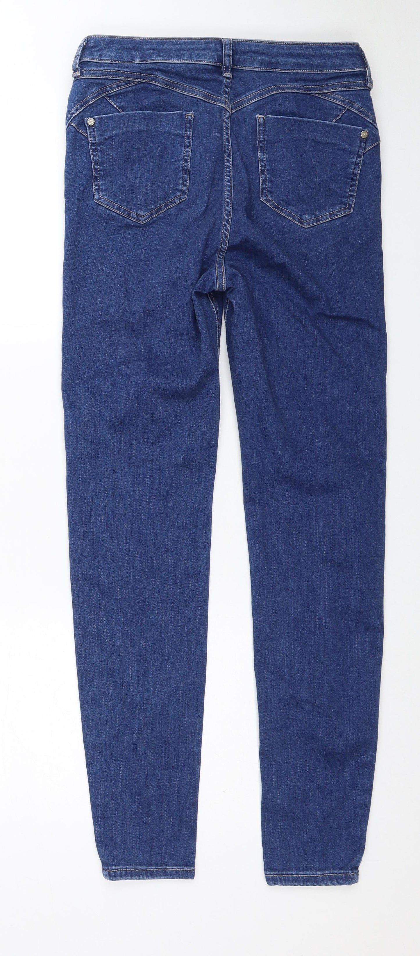 Marks and Spencer Womens Blue Cotton Skinny Jeans Size 10 Regular Zip