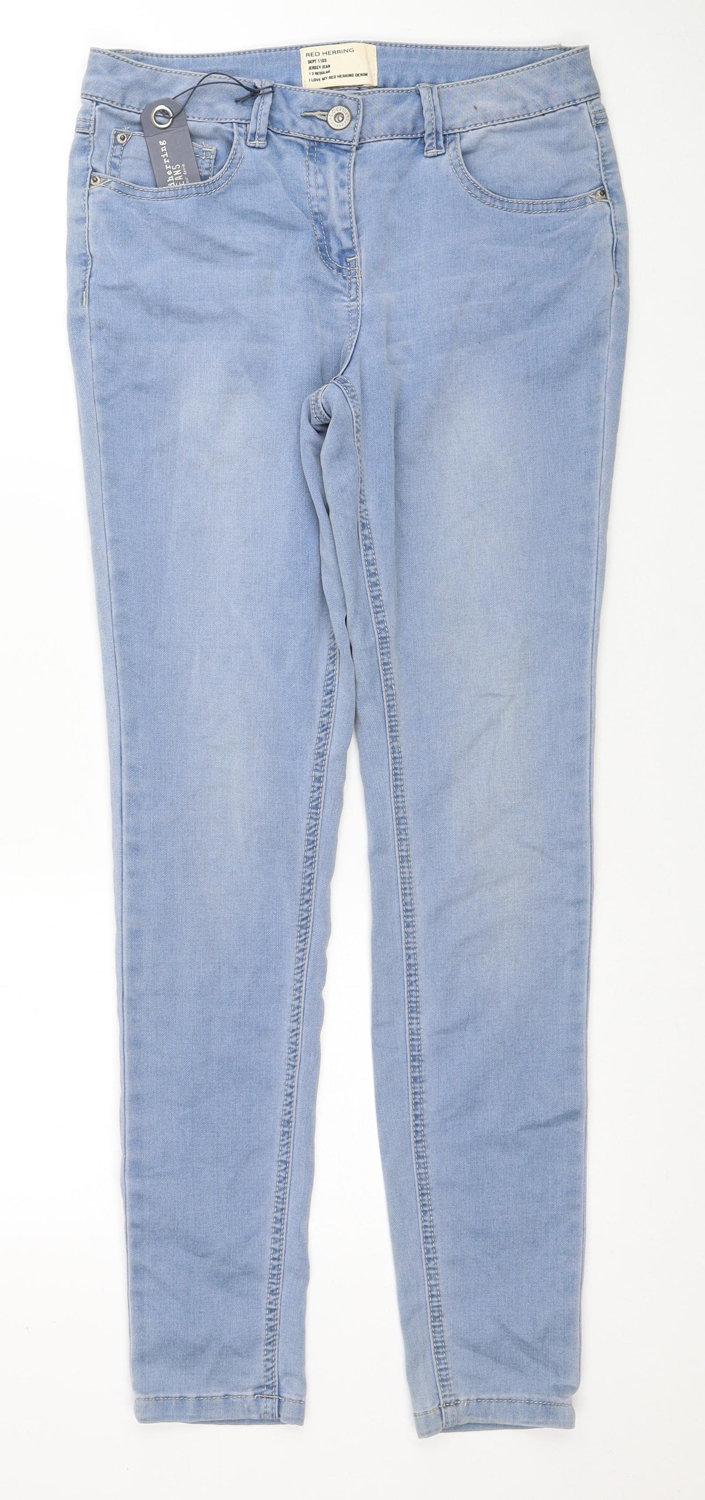 Red Herring Womens Blue Cotton Skinny Jeans Size 12 Regular Zip