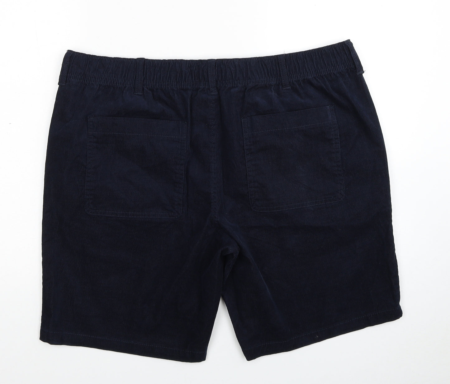Marks and Spencer Mens Blue Cotton Chino Shorts Size XL Regular Zip