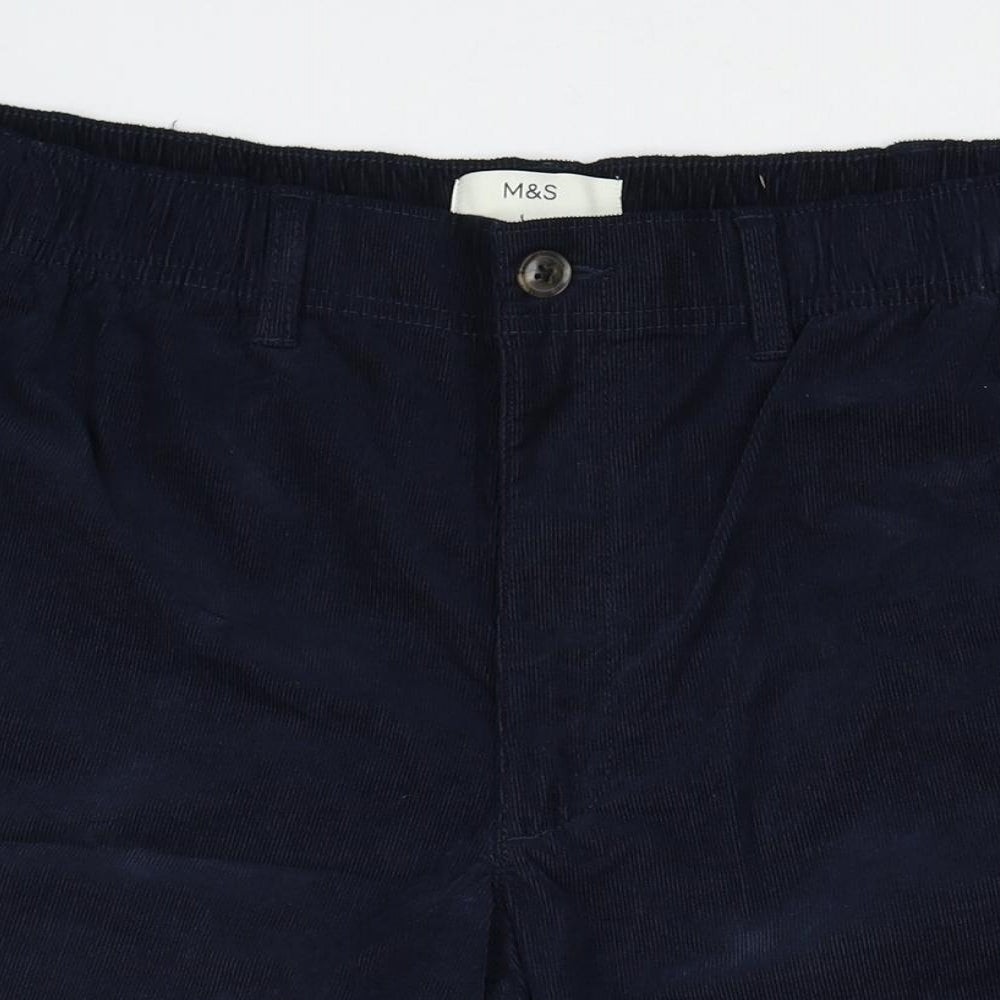 Marks and Spencer Mens Blue Cotton Chino Shorts Size XL Regular Zip