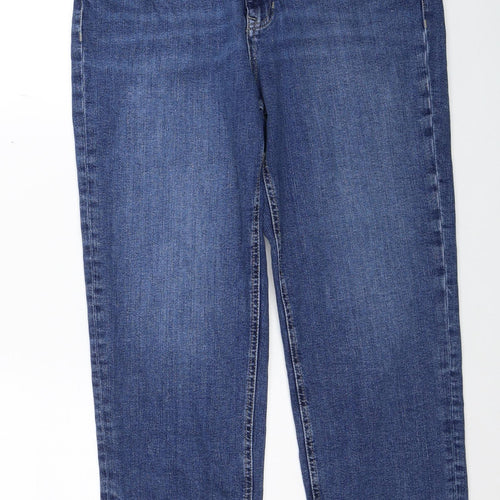 Per Una Womens Blue Cotton Straight Jeans Size 32 in Regular Zip