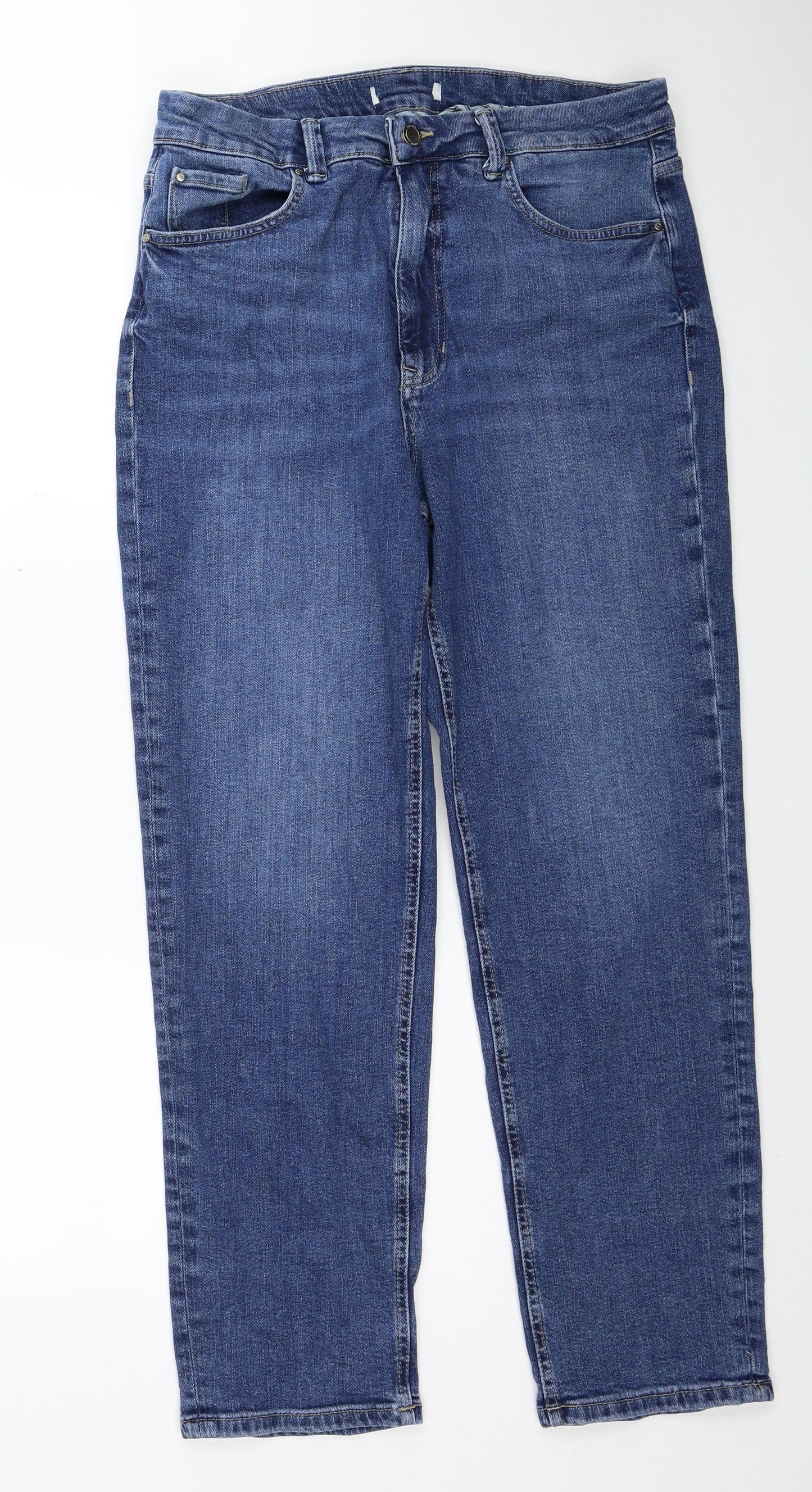 Per Una Womens Blue Cotton Straight Jeans Size 32 in Regular Zip