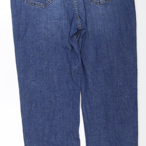 Per Una Womens Blue Cotton Straight Jeans Size 32 in Regular Zip