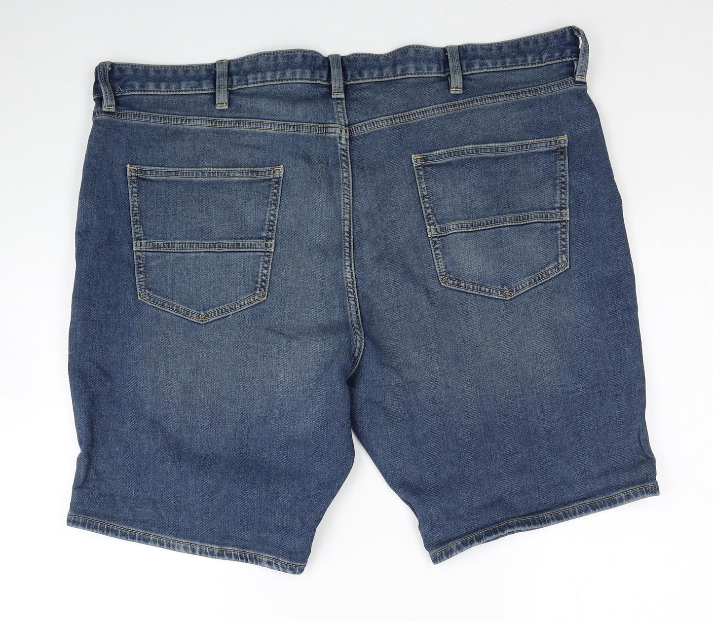 Marks and Spencer Mens Blue Cotton Biker Shorts Size 44 in Regular Zip