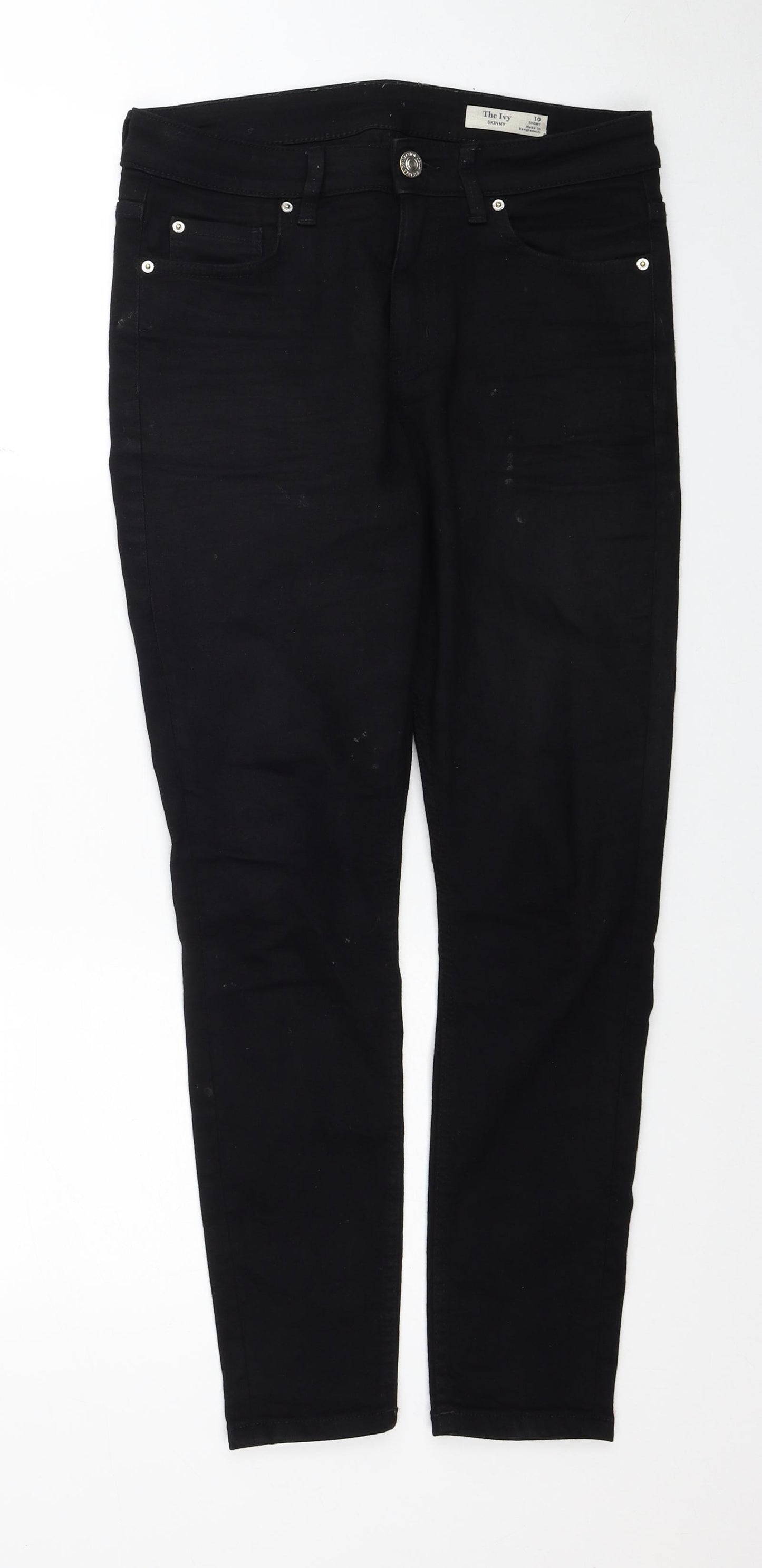 Marks and Spencer Womens Black Cotton Skinny Jeans Size 10 Regular Zip
