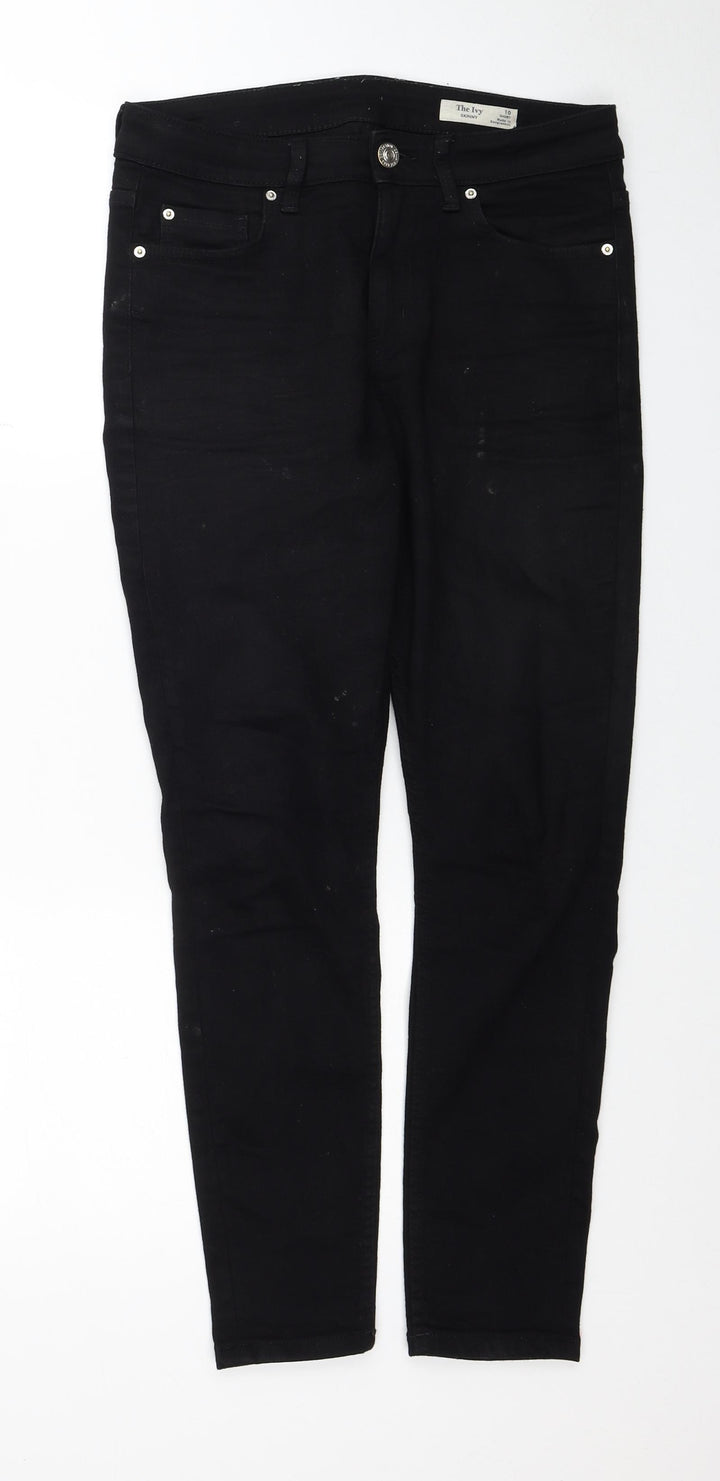 Marks and Spencer Womens Black Cotton Skinny Jeans Size 10 Regular Zip