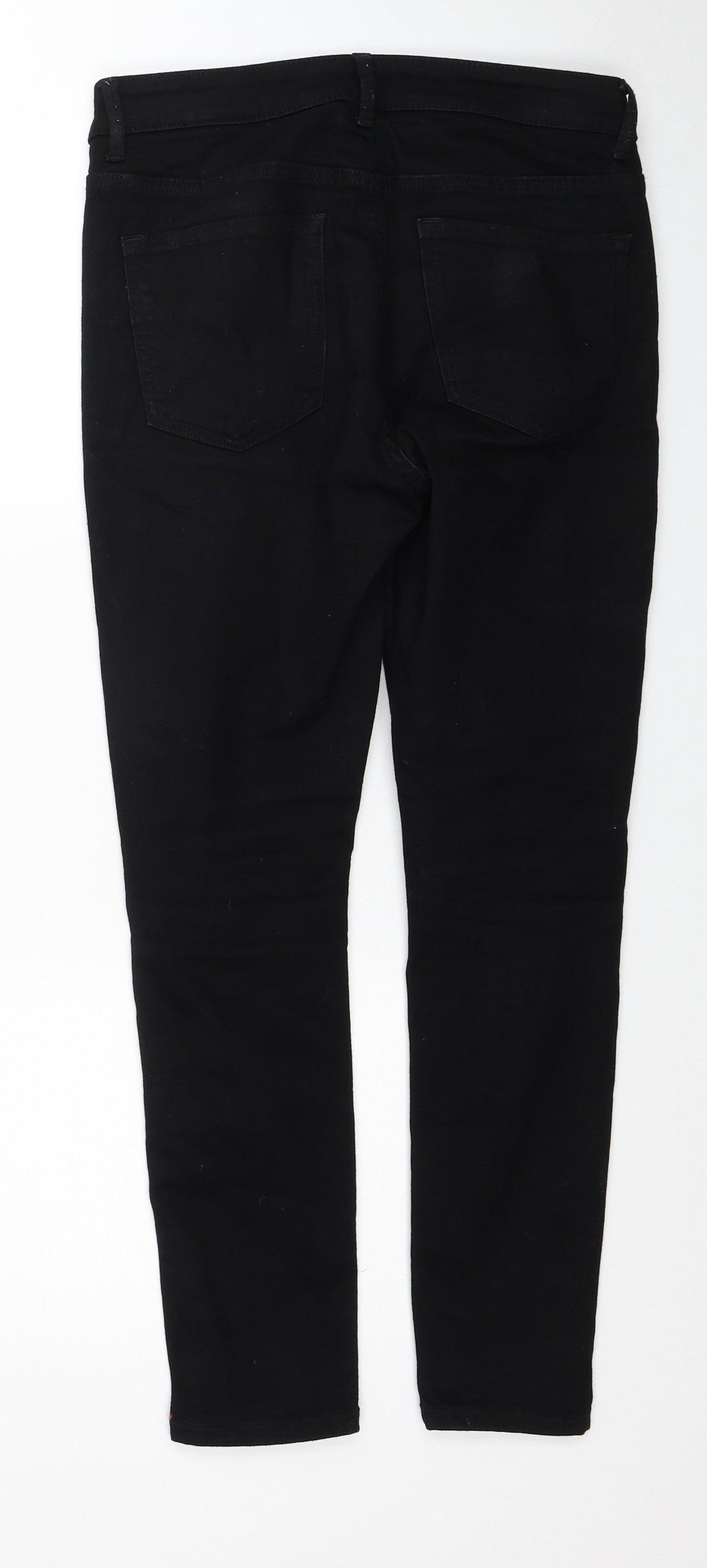 Marks and Spencer Womens Black Cotton Skinny Jeans Size 10 Regular Zip