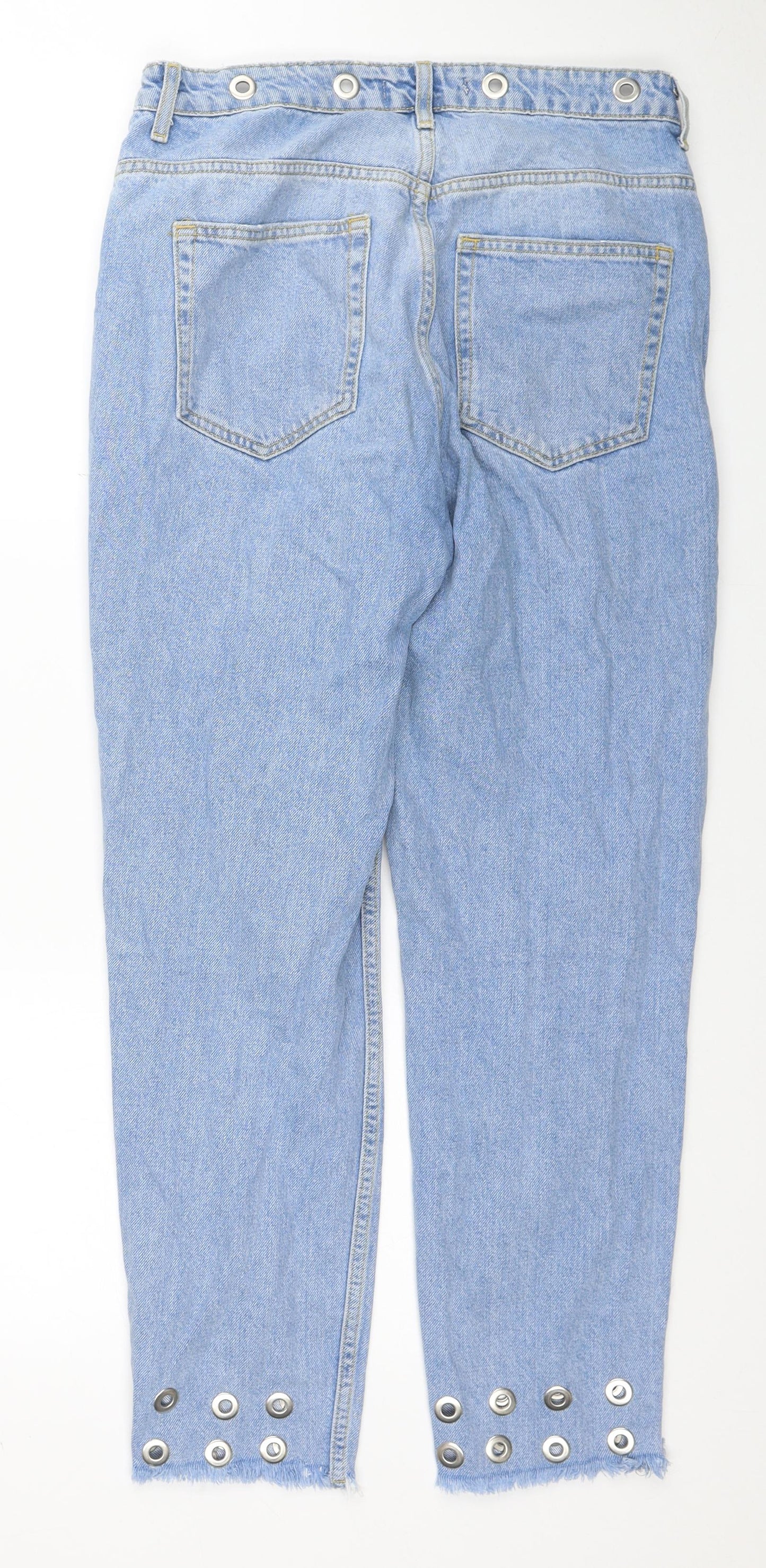 Zara Womens Blue Cotton Straight Jeans Size 8 Regular Zip