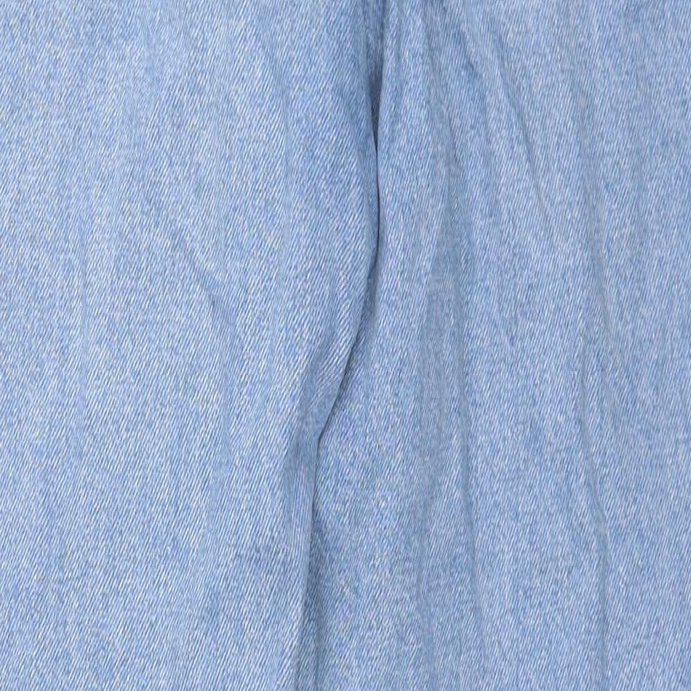 Zara Womens Blue Cotton Straight Jeans Size 8 Regular Zip