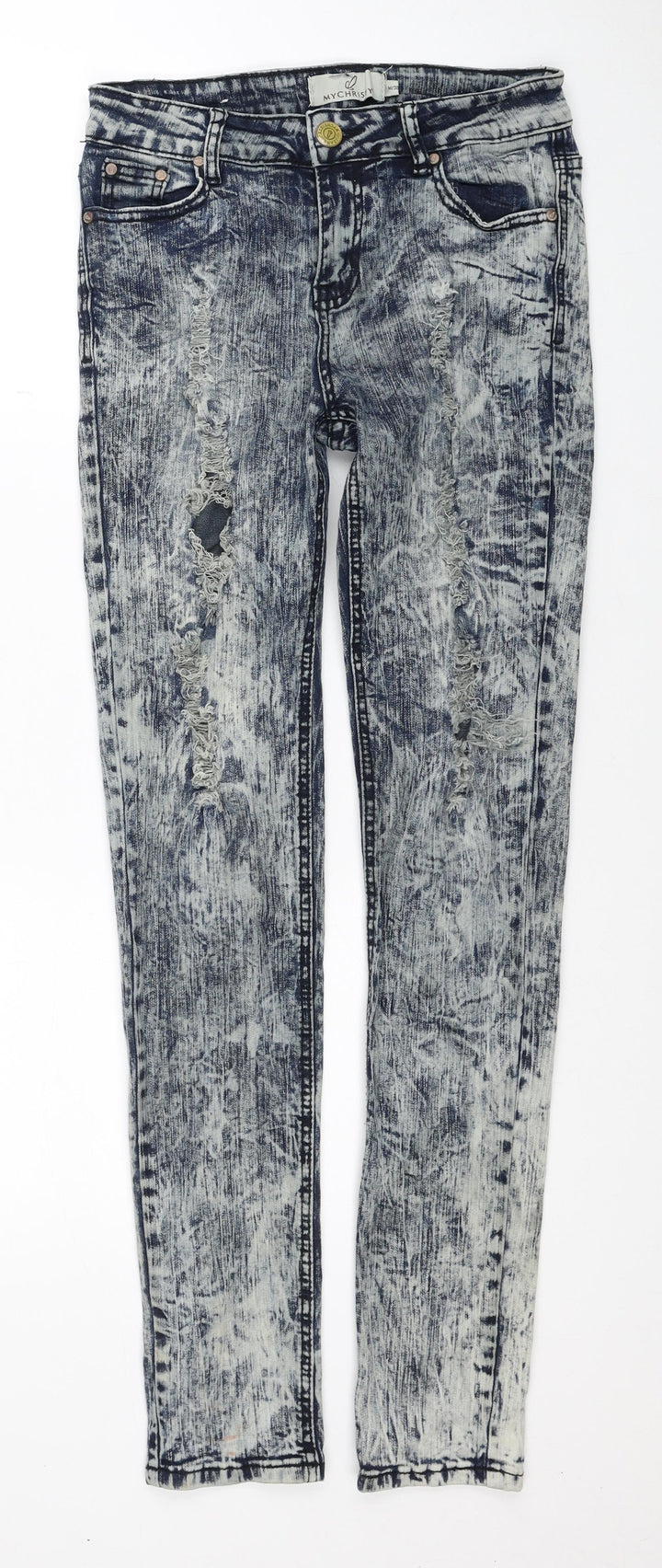 My Christy Womens Blue Cotton Skinny Jeans Size M Regular Zip