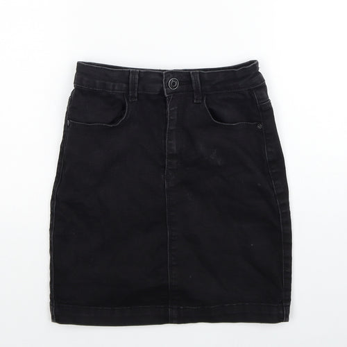 Missguided Womens Black Cotton Straight & Pencil Skirt Size 8 Zip