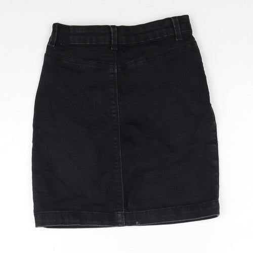 Missguided Womens Black Cotton Straight & Pencil Skirt Size 8 Zip