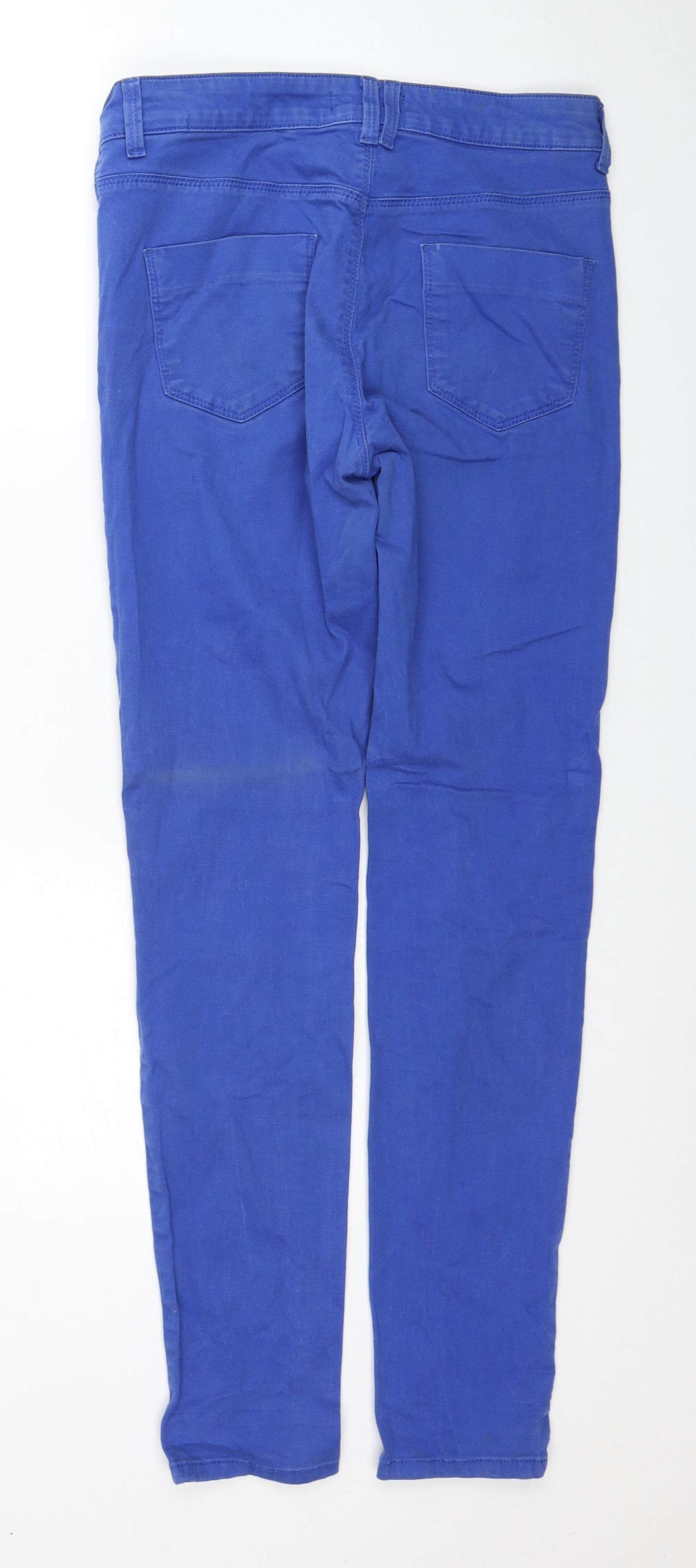 Marks and Spencer Womens Blue Cotton Skinny Jeans Size 10 Regular Zip