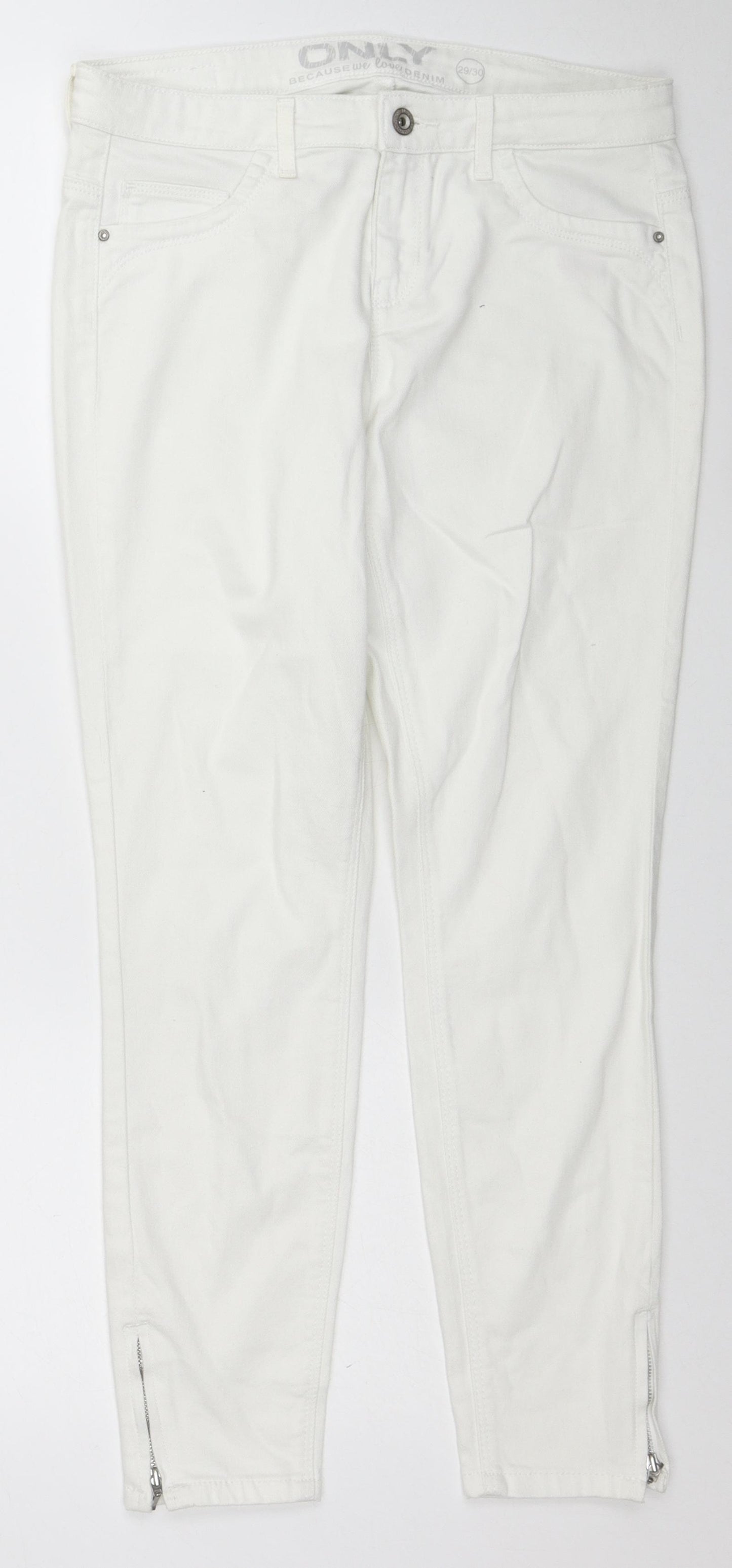 Only Womens White Cotton Skinny Jeans Size 29 in L30 in Regular Zip