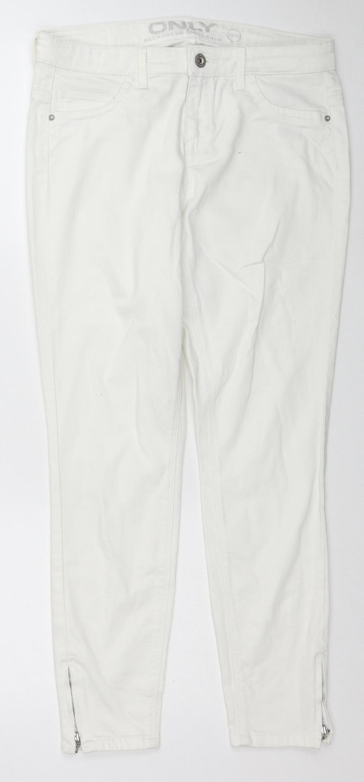 Only Womens White Cotton Skinny Jeans Size 29 in L30 in Regular Zip