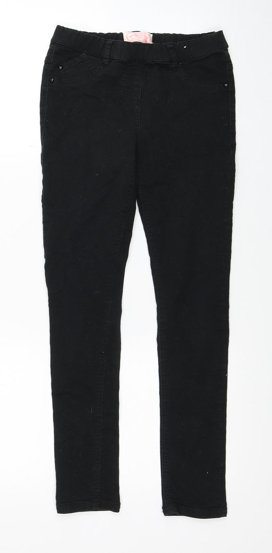 NEXT Girls Black Cotton Skinny Jeans Size 11 Years Regular