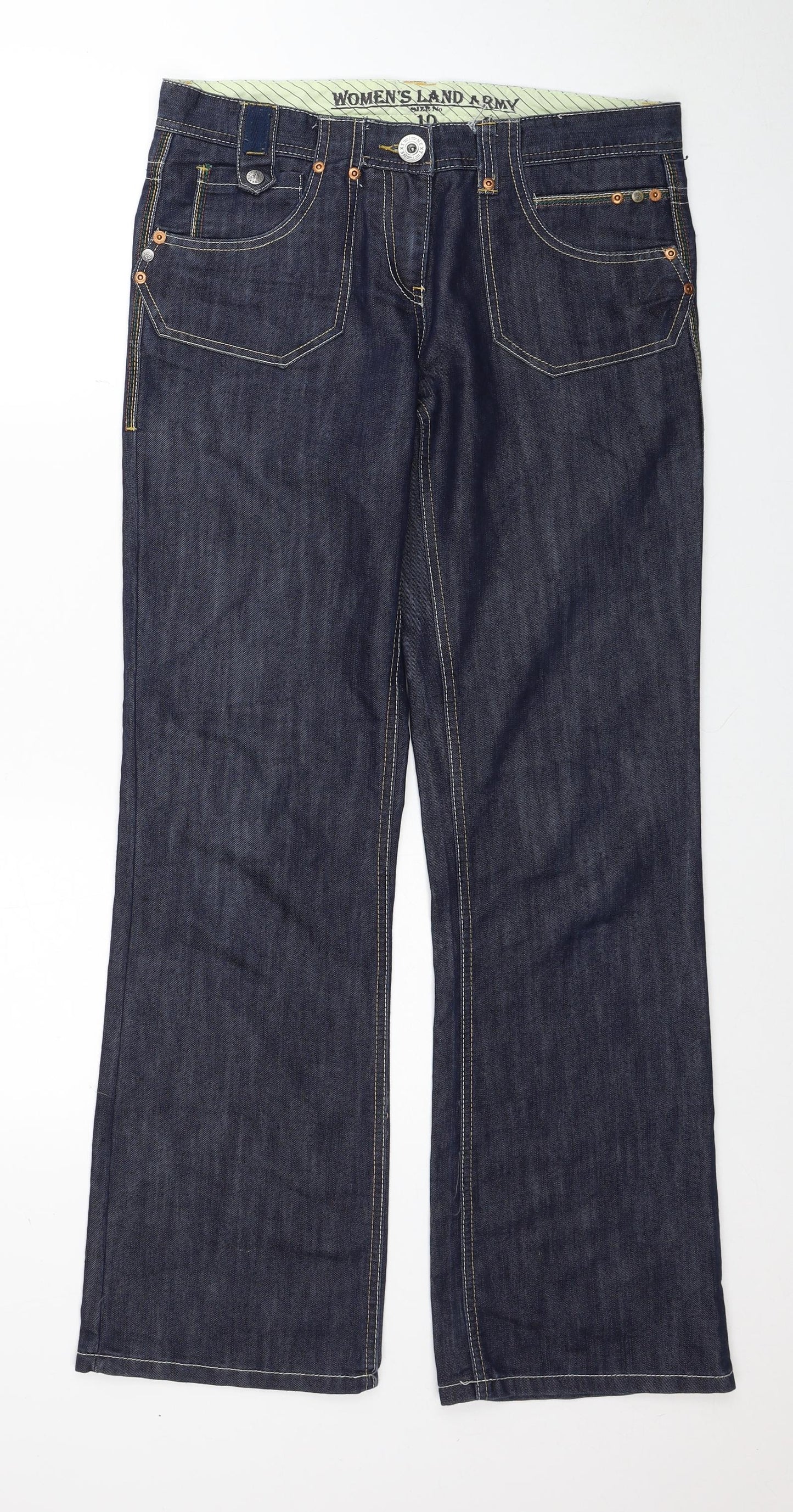 NEXT Womens Blue Cotton Bootcut Jeans Size 10 Regular Zip